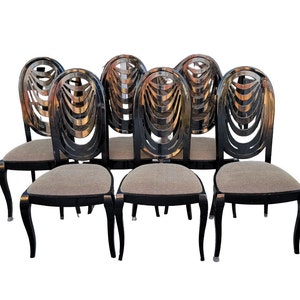 6 Pietro Costantini Black Lacquer Dining Chairs image 5