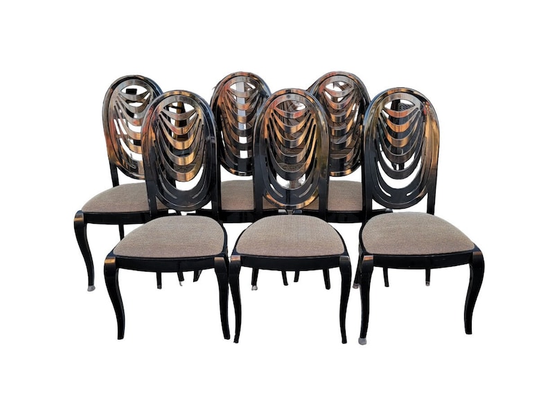 6 Pietro Costantini Black Lacquer Dining Chairs image 5