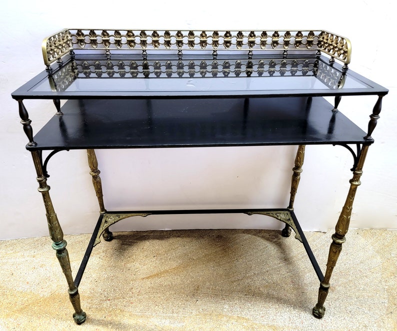 Oscar Bach Style Vanity Desk Bronze and Glass image 2