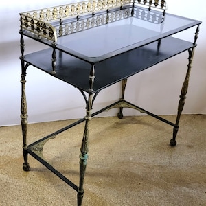 Oscar Bach Style Vanity Desk Bronze and Glass image 3