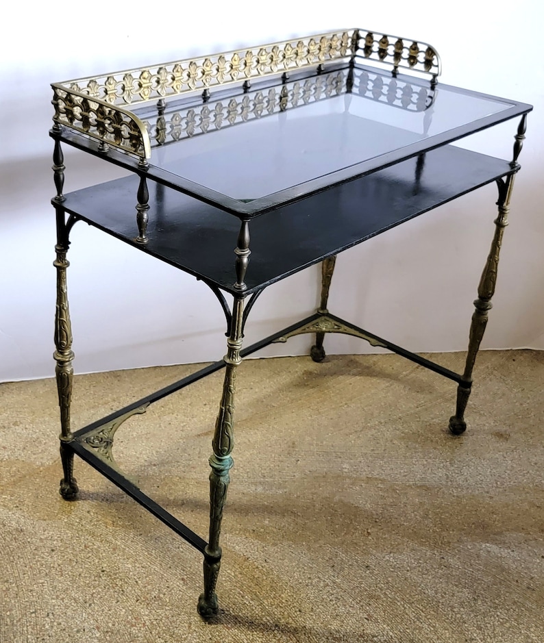 Oscar Bach Style Vanity Desk Bronze and Glass image 3