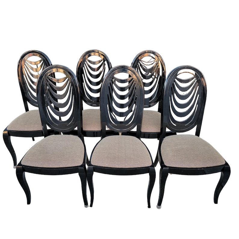 6 Pietro Costantini Black Lacquer Dining Chairs image 1