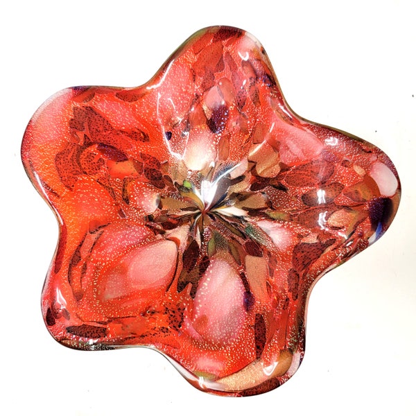 Large Red Murano Shallow Candy Dish