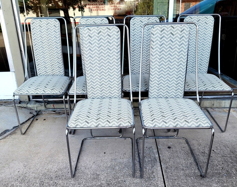 Set of 4 Vintage Chrome High Back Chairs Etsy