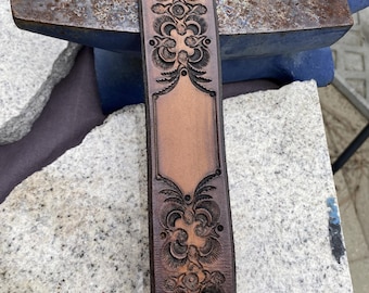 Hand Tooled and Dyed Saddle Leather Guitar Strap - Custom work available