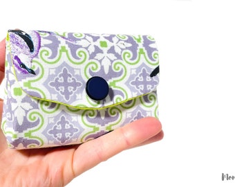 Coin purse - Smart wallet - Coin Purse - Cash System - Purple earring with garlands