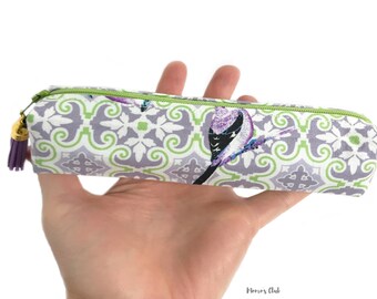 Porta trucchi - Astuccio Scuola - Pencil Case - Portatutto con passerotti viola - apertura 17 cm