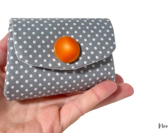 Coin purse - Smart wallet - Coin Purse - Cash System - Grey white polka dot head holder