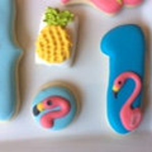 Mini Tropical Decorated Cookies ADD ON Flamingo Decorated Cookies Pineapple Decorated Cookies