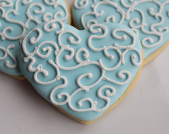 Heart Wedding Decorated Cookies: Bridal Shower Favors