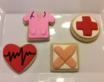 MEDICAL COOKIES Nurse Doctor Medical Sugar Cookie One dozen perfect thank you gift