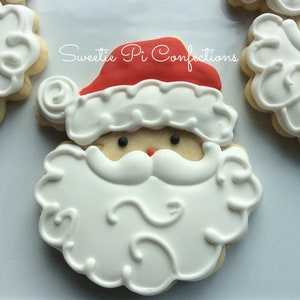 Galletas de azúcar decoradas de Papá Noel (12) Galletas navideñas para rellenar calcetines navideños Regalos para profesores Regalos de Navidad