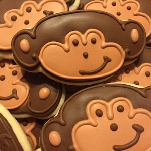 MONKEY Sugar Cookies - 1 dozen - baby shower, birthday party favors