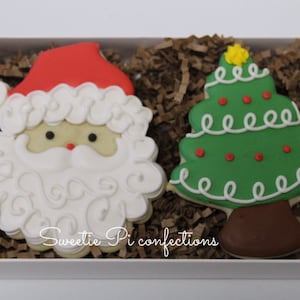 Caja de regalo de galletas decoradas para Navidad Dos galletas Regalo para cartero o maestro Calcetines navideños Galletas navideñas Rudolph Papá Noel Muñeco de nieve