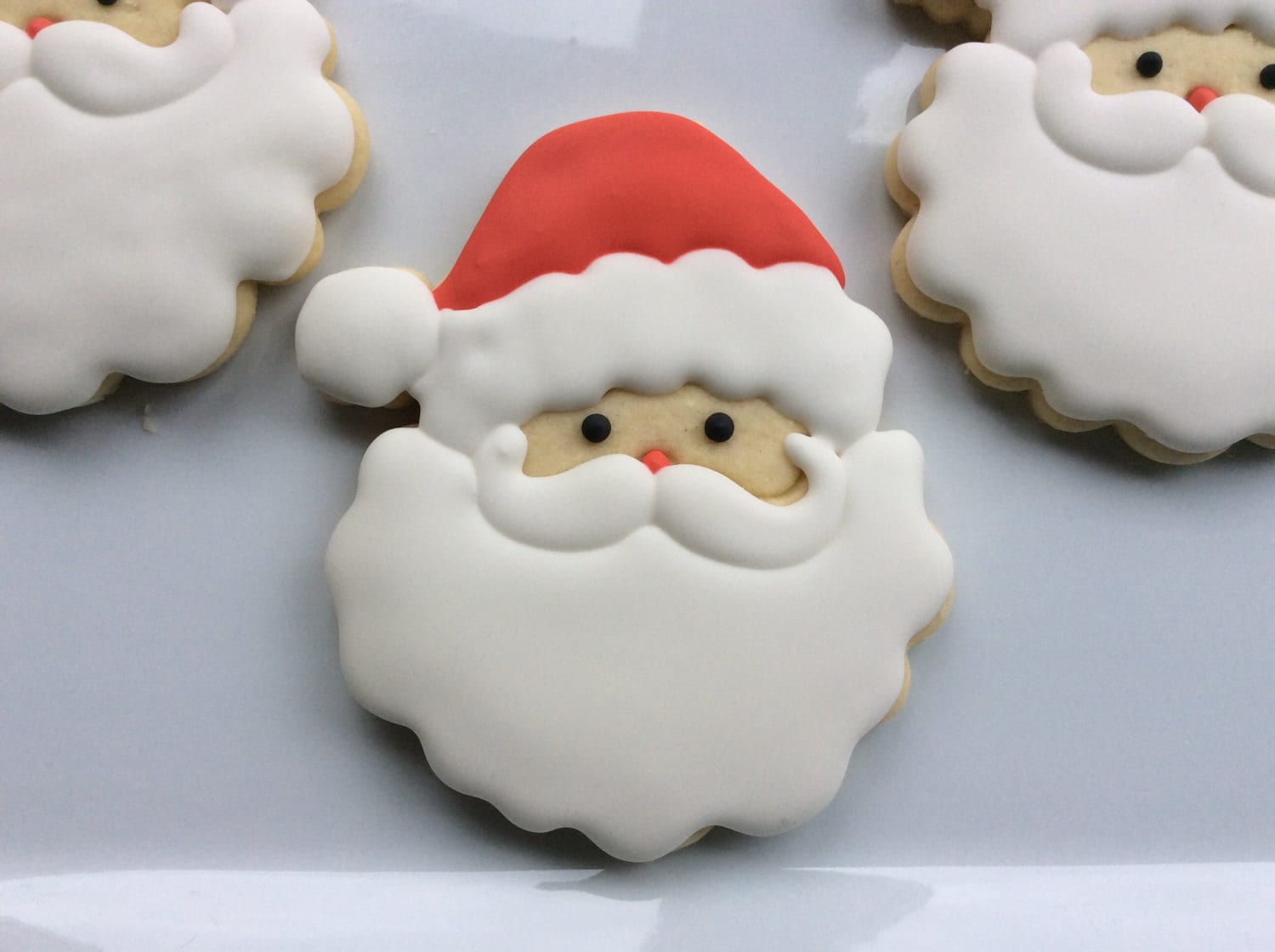 SANTA CLAUS Decorated Cookies 4.25 inch 6 cookies Perfect Etsy
