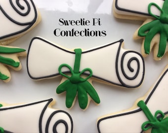 Graduation Diploma Cookies: Hand Decorated Sugar Cookies
