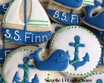 NAUTICAL themed Cookies // Baby Shower // Birthday Party // Sailboat // Anchor // Ocean // Whales // Decorated Cookies /