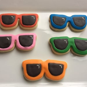 SUNGLASSES decorated cookies summer fun hot day birthday party sugar cookies party favors