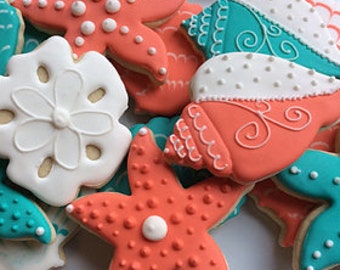 Seashell Sugar Cookies: Beach Wedding Favors, Bridal Shower Treats