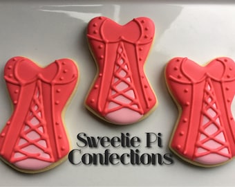 Corset Decorated Cookies bachelorette party bridal shower girls night out Diamonds martini
