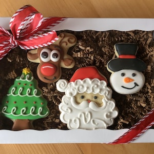 Caja de regalo de galletas navideñas, galletas decoradas, regalo de cartero, regalo de maestro, calcetines navideños, galletas navideñas, Rudolph, Papá Noel, muñeco de nieve