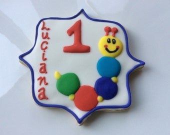 Caterpillar Sugar Cookie Party Favors: Decorated Birthday Cookies