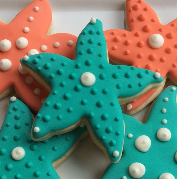 Starfish Decorated Cookies Destination Wedding Bridal Shower Etsy