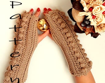 Flers fingerless gloves crochet pattern PDF. Beginner friendly tutorial.