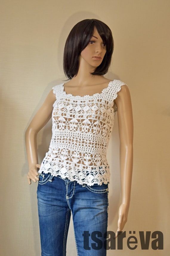 womens white crochet top