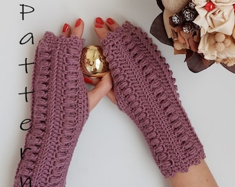 Crochet pattern Lille. Crochet fingerless gloves PDF pattern. Beginner friendly warm mittens pattern. Sizes XS, S-M, L-XL. English.