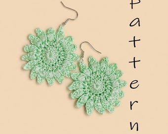 Sunflower Crochet earrings Pattern PDF, Beginner Friendly