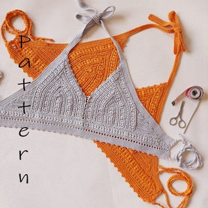 Crochet pattern Maynila. Summer crochet top PDF pattern. Sizes XS-S and M-L. Textured backless halter crop top. English.