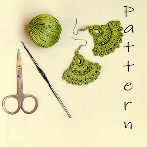 Carnation crochet earrings pattern PDF. Beginner friendly.