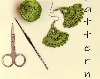 Carnation crochet earrings pattern PDF. Beginner friendly.