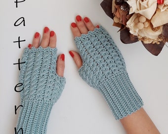 Crochet pattern mittens Wien. Crochet fingerless gloves PDF pattern. Sizes XS-S-M, L-XL. English. Beginner friendly warm mittens pattern.