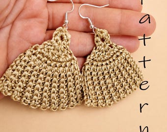 Sea Shell crochet earrings pattern PDF. Beginner friendly.