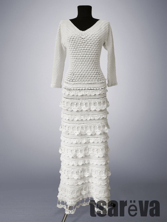 white cotton crochet dress
