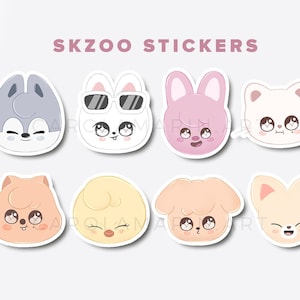 Pegatinas de Stray Kids SKZOO / Wolfchan, Leebit, Dwaekki, Jiniret, Bokkari, Foxiny, Puppym, Quokka, Bangchan, Hyunjin