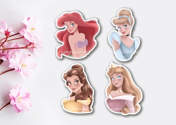 STICKER Disney Princesas Belle, Ariel, Cinderella, Aurora Pegatinas Disney,  Pegatina, Stickers, Stationery, Papelería, Princesas Disney 