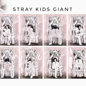 Stray Kids GIANT | wydruk A5, pocztówka, fotokartka, fanart, stay kpop, bangchan, hyunjin, in, leeknow, felix, jeongin, han, changbin, seungmin