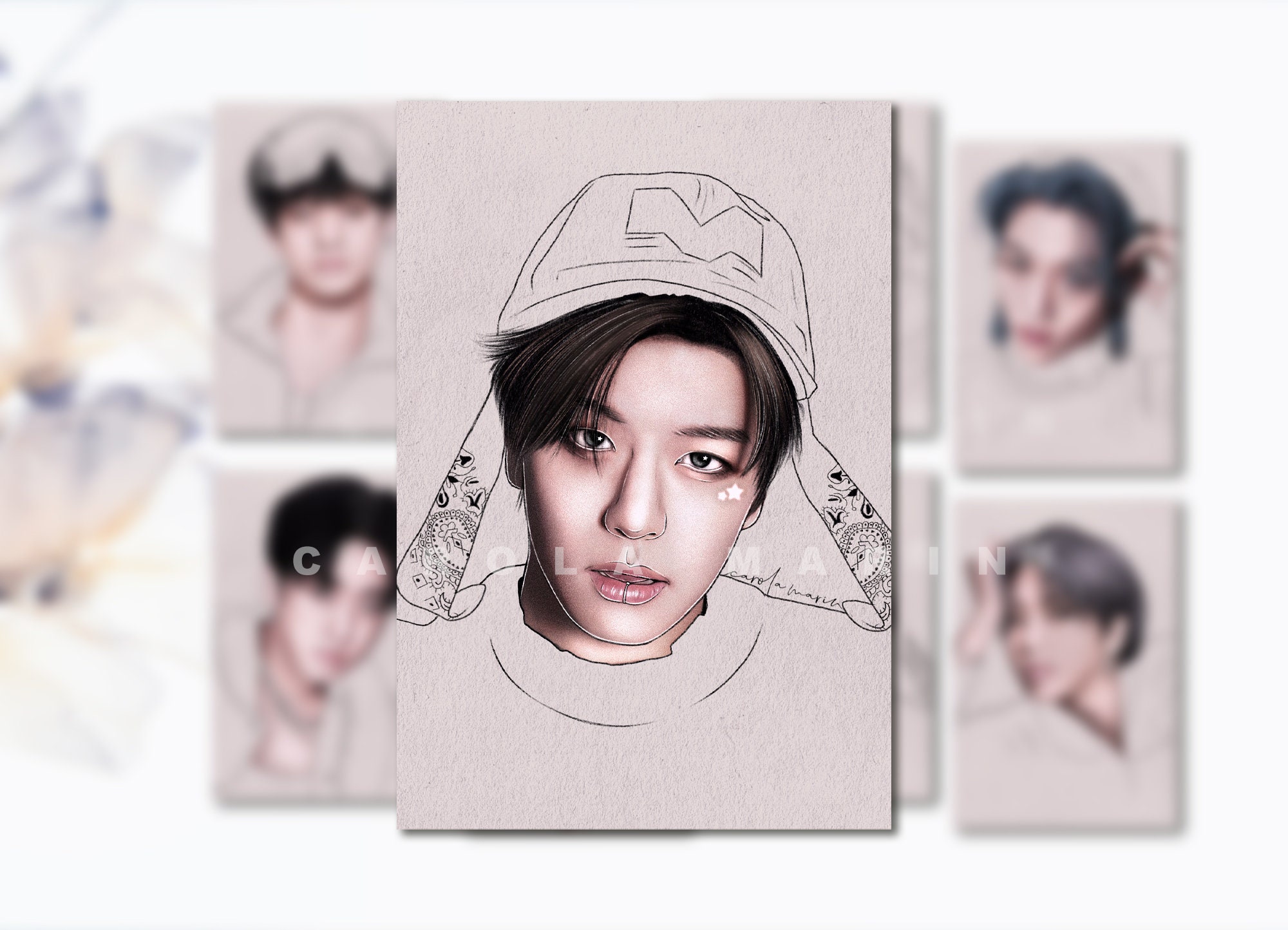 Stray Kids 5 STAR Postal A6 / Postcard / Fanart, Kpop, Bang Chan
