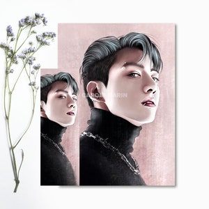 BTS Jungkook Bookmark & Print Lámina A5 | BTS 2021 | JK, Jungkook fanart, bts, kpop, photocard, polaroid