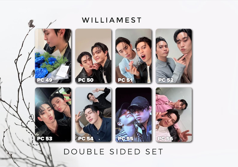 May include: A set of eight double-sided photo cards featuring various images of people. The cards are labeled PC 49 through PC 56. The word "WILLIAMEST" is at the top, and "DOUBLE SIDED SET" is at the bottom.