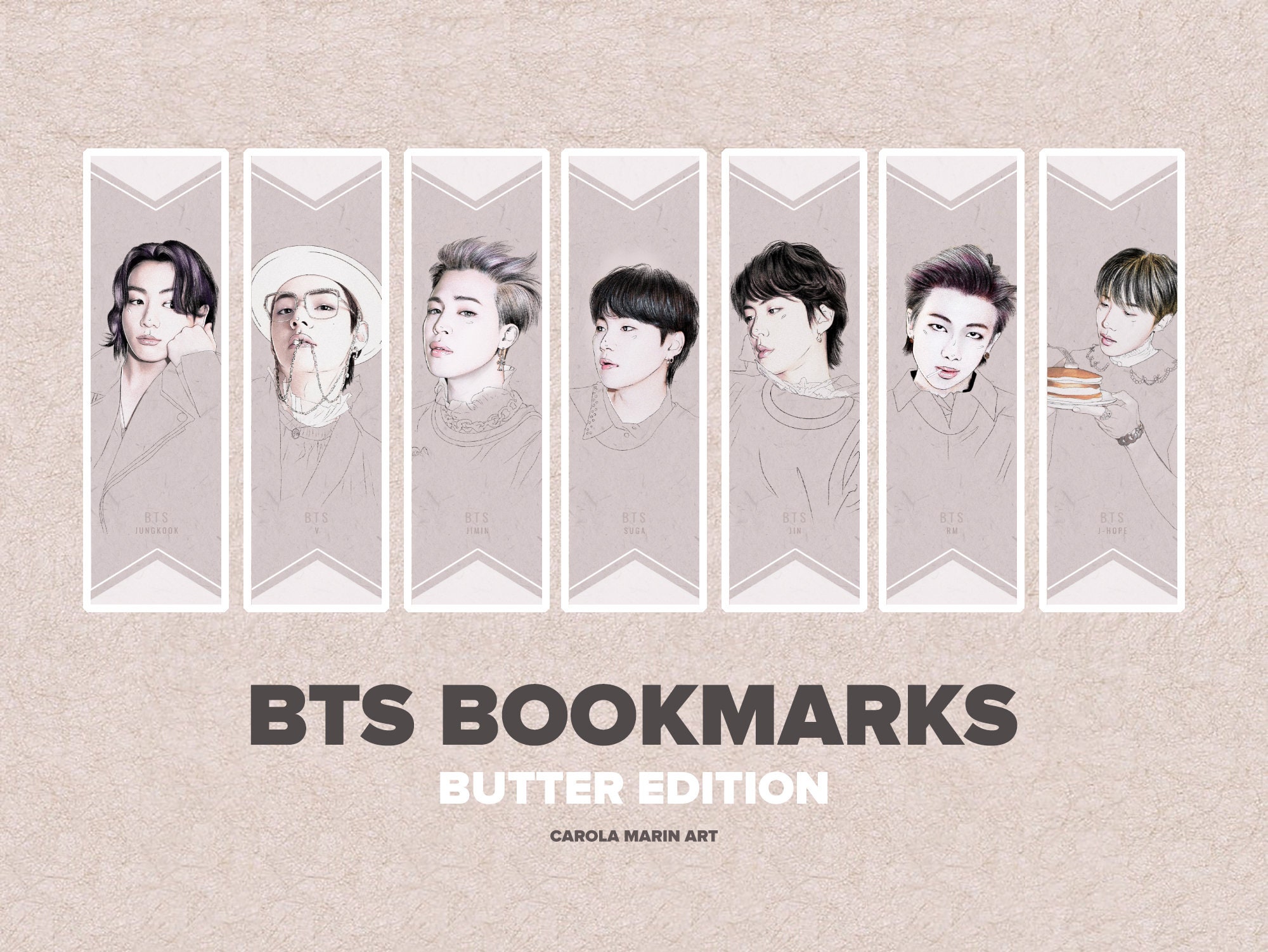 Marcapáginas BTS / Butter / Kpop Bookmark / Jungkook, Jimin, Rm, V