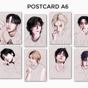 Stray Kids ATE Postal A6 / Postal / fanart, kpop, bangchan, hyunjin, in, lee know, felix, jeongin, han jisung, changbin, seungmin