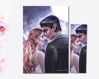 Feyre and Rhysand Art Print & Bookmark – ACOTAR Fanart