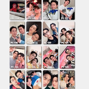 May include: A collection of rectangular photo cards featuring various individuals in casual settings. The cards display the text "WILLIAMEST" at the top. Each card is numbered, with the series ranging from PC 114 to PC 129. The images showcase diverse poses and settings.