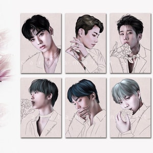 Postal A6 Astro Blue Flame print | Aroha, fanart, kpop, Jinjin, MJ, Cha Eun-woo, Moonbin, Rocky, Sanha
