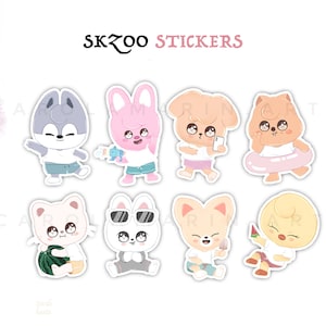 Pegatinas Stray Kids SKZOO / Edición de verano / wolfchan, leebit, dwaekki, jiniret, bokkari, foxiny, puppim, quokka, bangchan, hyunjin