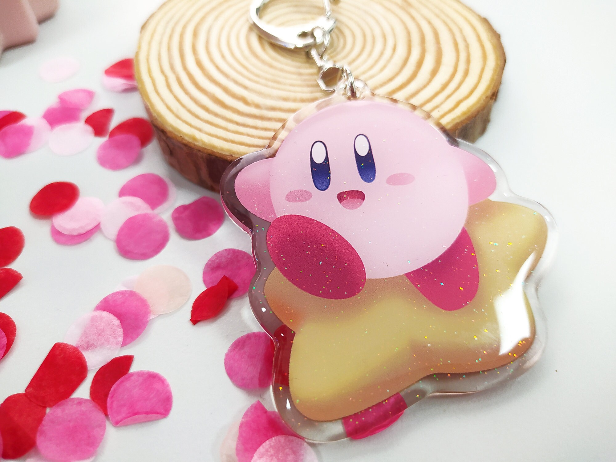 Kirby Keychain epoxy with glitter Etsy